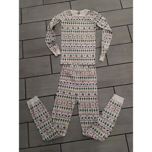 Hanna Andersson Kids 14‎  Elf Penguin Narwhal Print Long John Pajama Set Organic